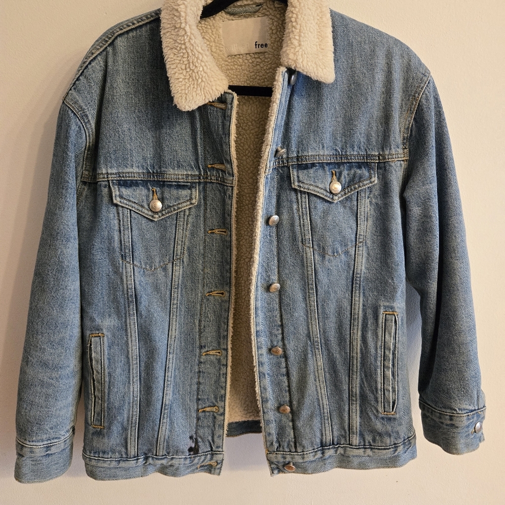 Free People Denim Sherpa Jacket